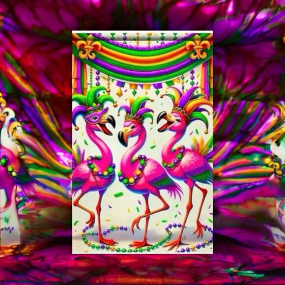 Mardi Gras Carnival Flamingo Garden Flag: Year-Round Festive Decor - Picture 3 of 4
